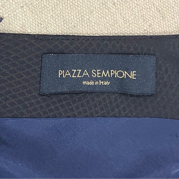 Piazza Sempione Navy V-Neck Cocktail Dress with Peplum - Size 44 / US 8 - Picture 4 of 6